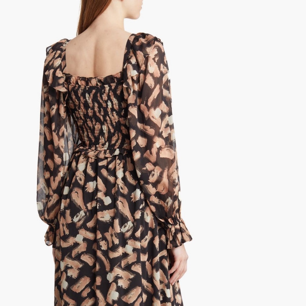 Moon River Square Neck Long Sleeve Smocked Maxi Small NWT- Anthropologie NWT - Picture 2 of 7
